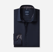 Load image into Gallery viewer, Olymp | Slim Body Fit Textured Cotton Shirt in Navy with Trim | 2082 24 18