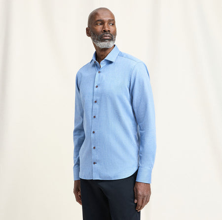 Olymp Signature Soft Flannel Shirt in Blue 8505 44 11