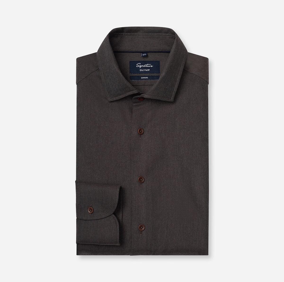 Olymp Signature Soft Flannel Shirt in Brown 8505 44 28