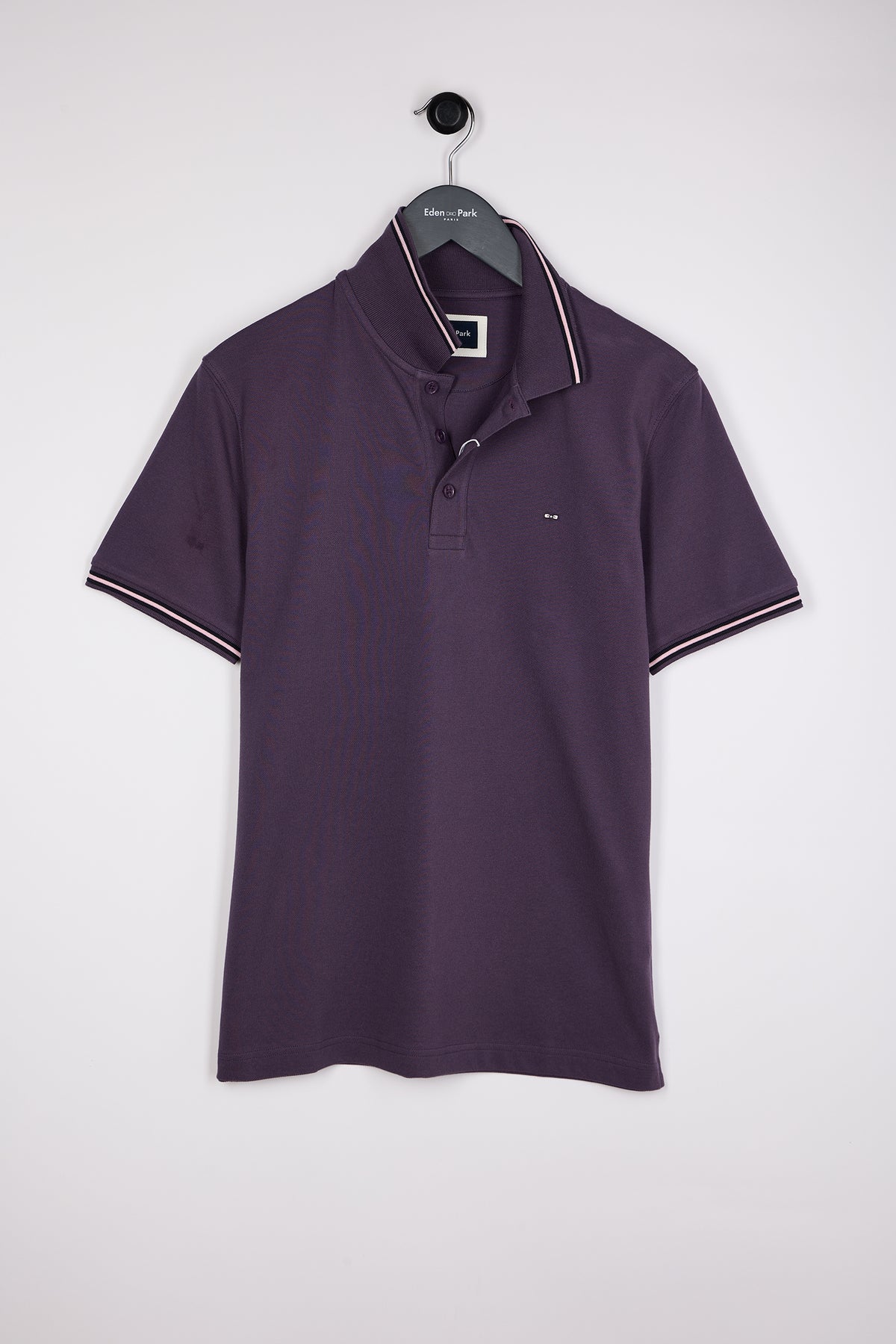 Eden Park Purple Tipped Polo Shirt H26MAIPC0005 vif2