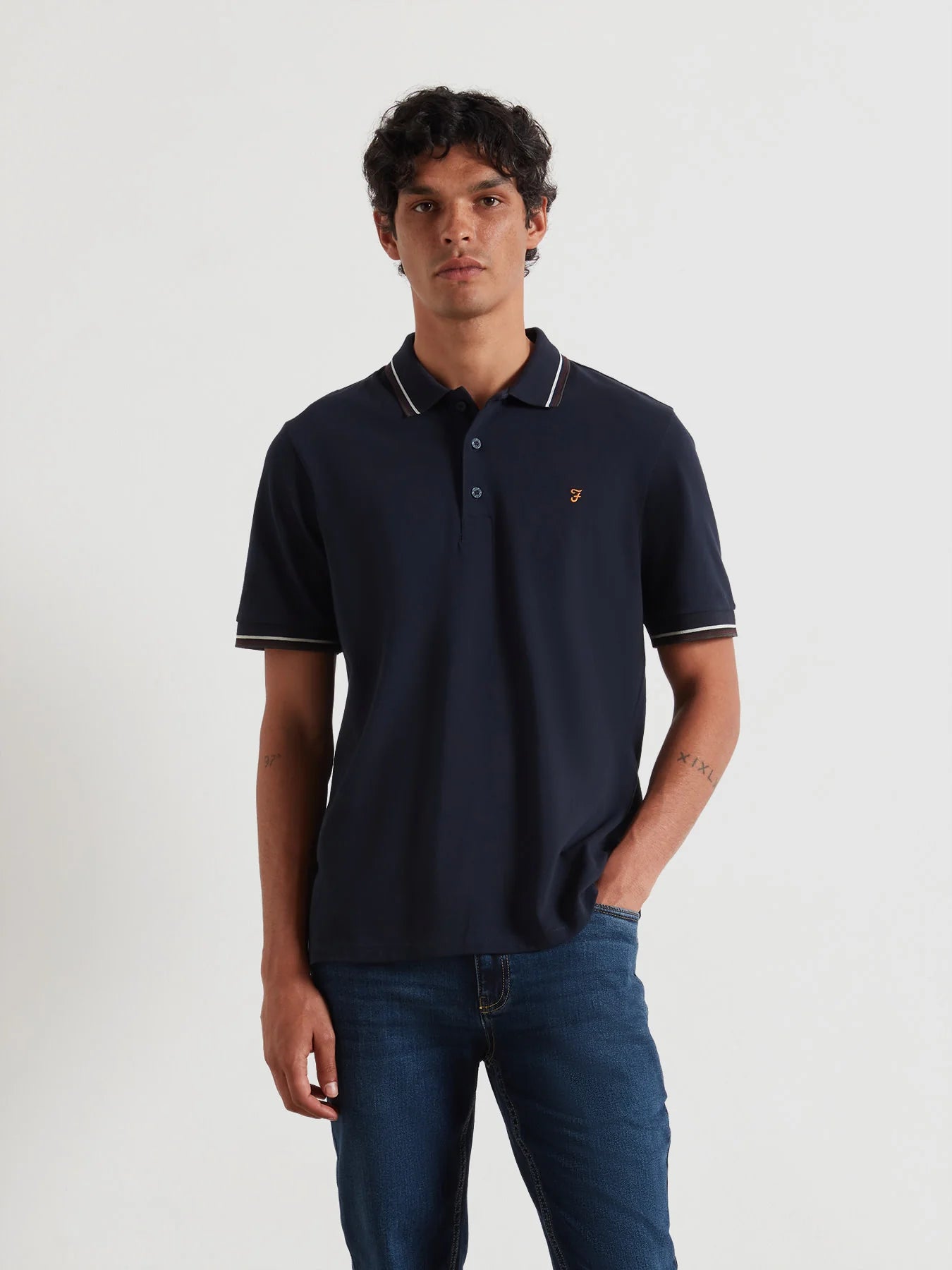Farah Navy Tipped Polo f4kff000 412