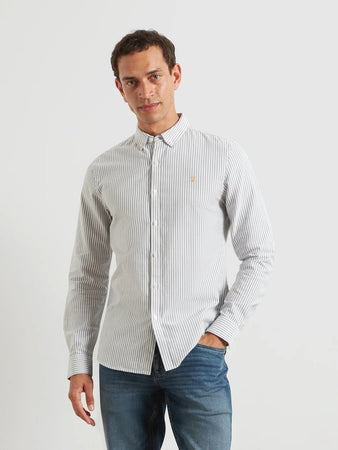 Farah Green Stripe Slim Fit Shirt F4WSB070 300