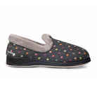 Padders Ladies Slippers Repose Charcoal Grey with Dots