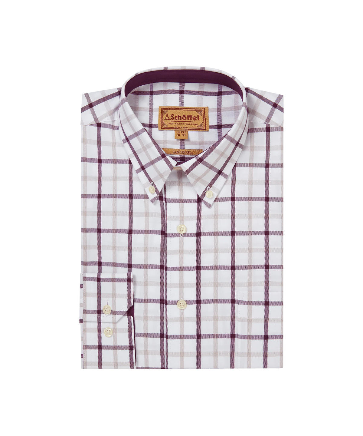 Schoffel Brancaster Burgundy Beige Check Shirt 20-4050 2655