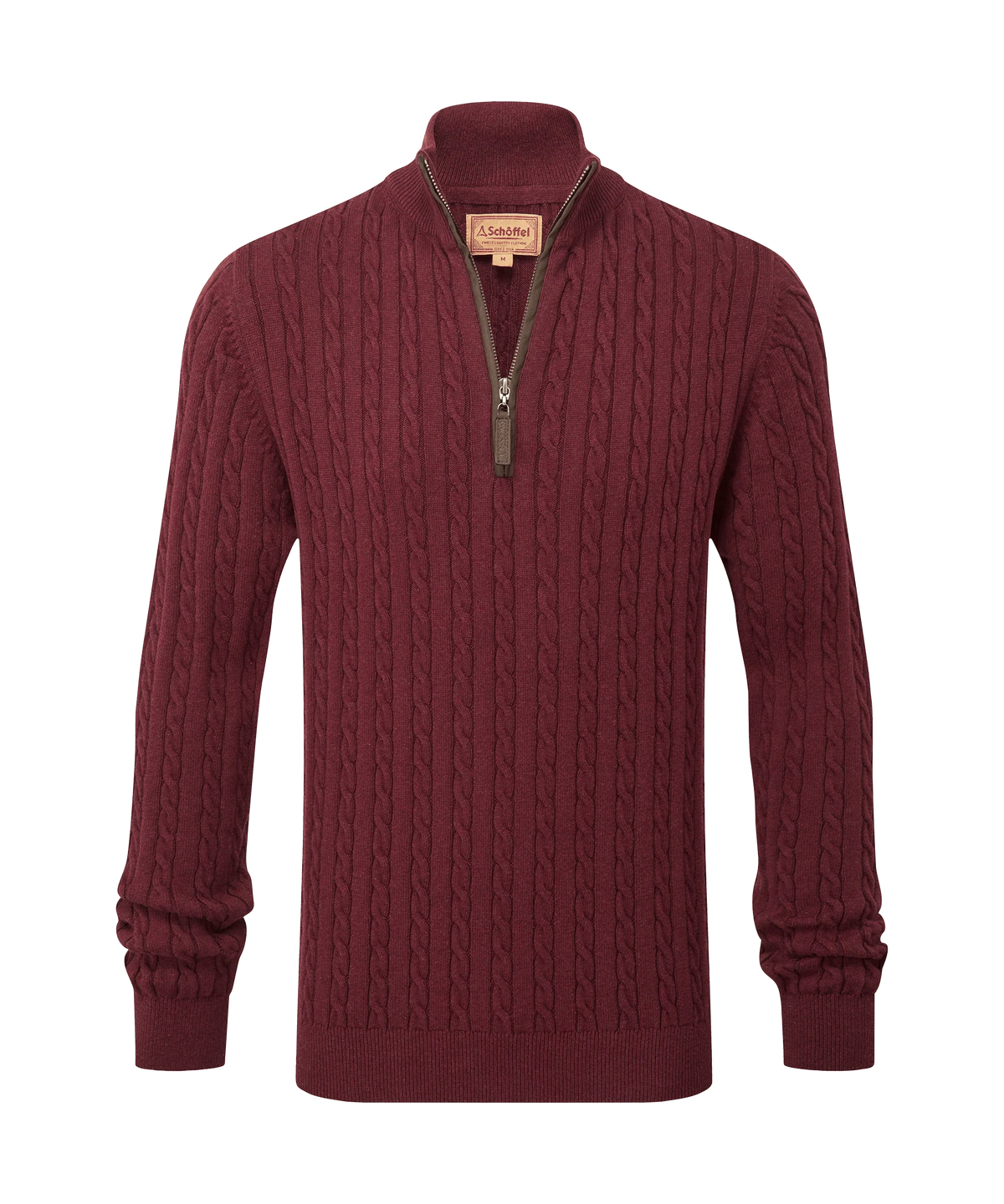 Schoffel Burgundy Cable Zip Knit 20-3153 2750