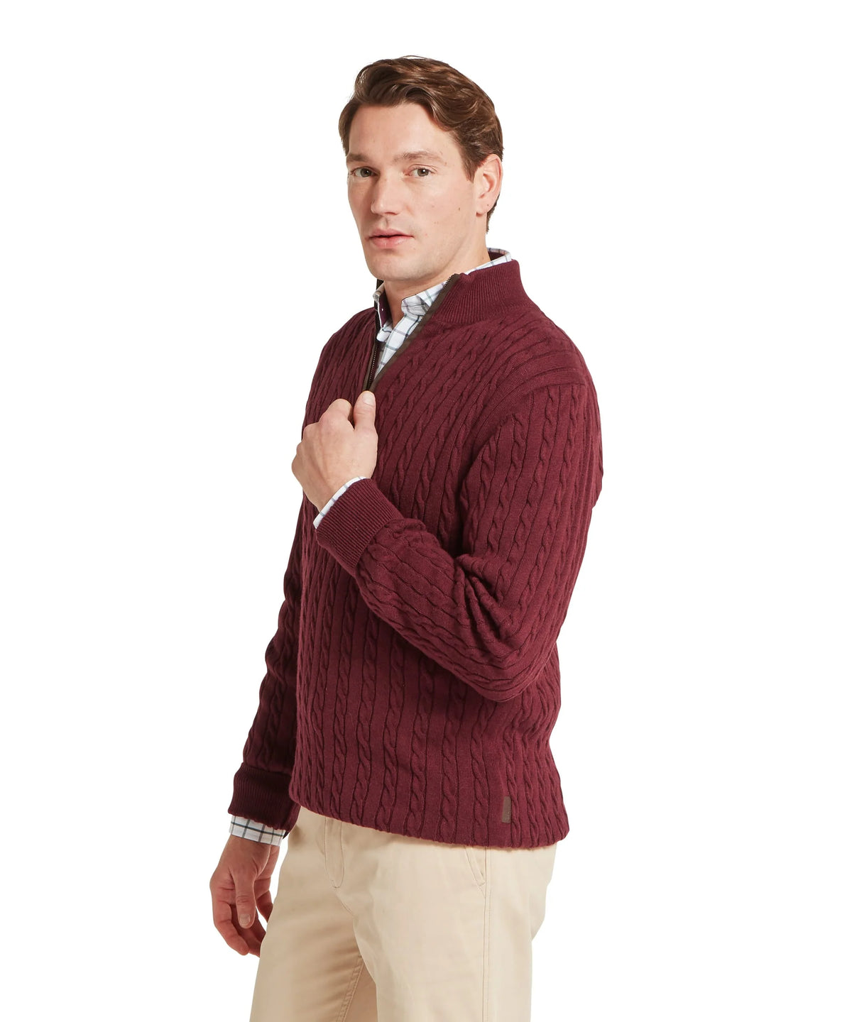 Schoffel Burgundy Cable Zip Knit 20-3153 2750