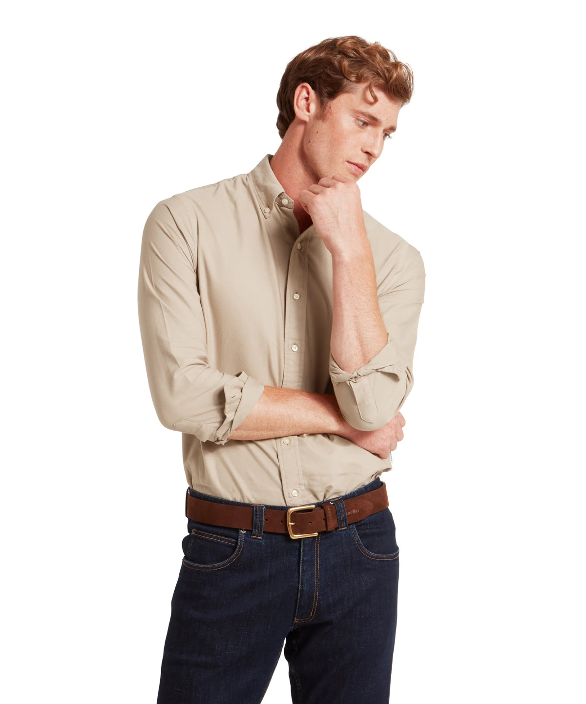 Schoffel Cobblestone Beige Oxford Shirt 20-4030 1613