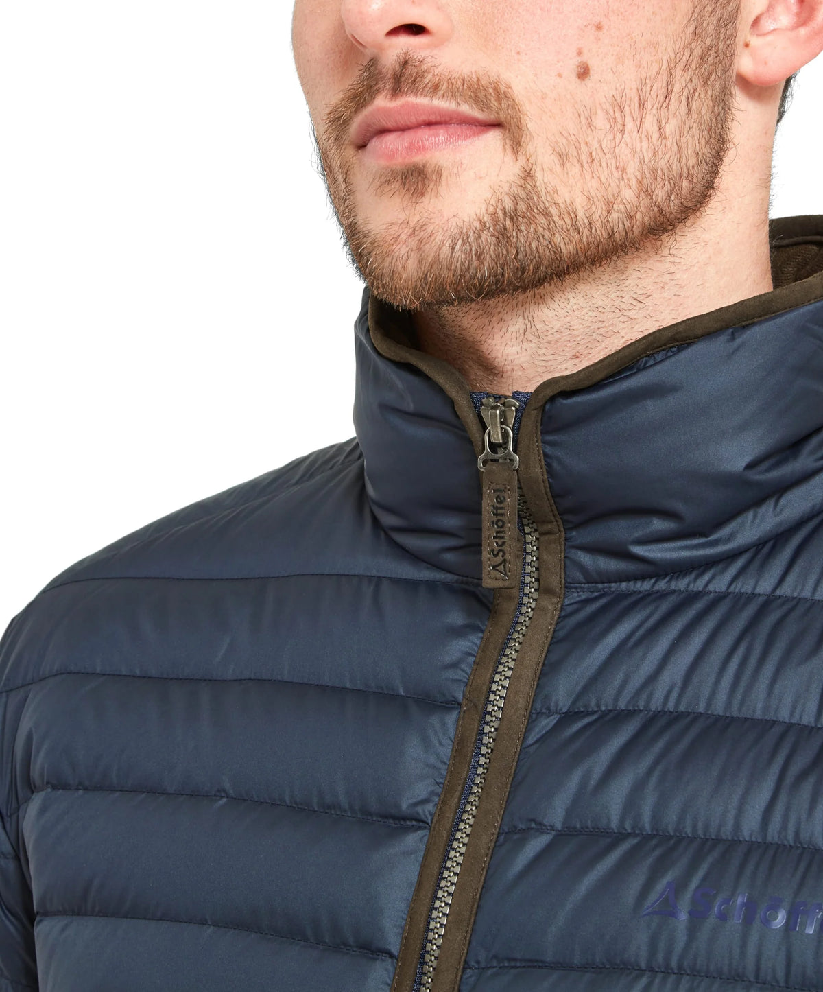 Schoffel Hallaton Navy Jacket with Brown Trim 22-23659 0827