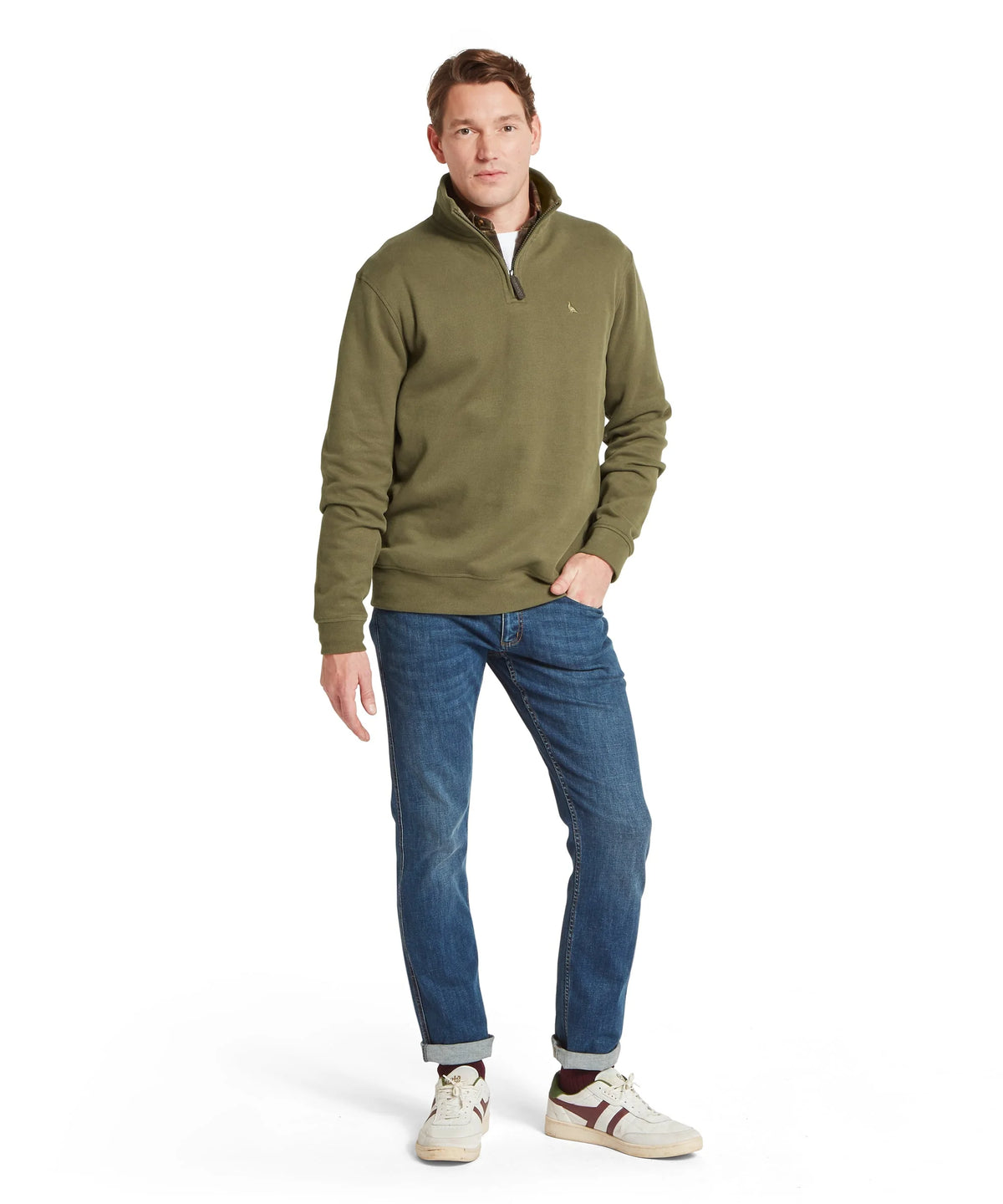 Schoffel Khaki Green Zip Sweat 20-3166 6528