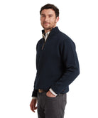 Schoffel Navy Zip Knit with Brown Trim 20-3017 8880