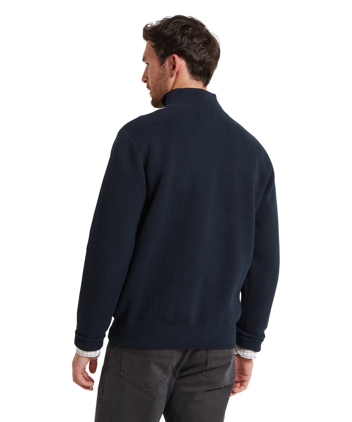 Schoffel Navy Zip Knit with Brown Trim 20-3017 8880