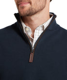 Schoffel Navy Zip Knit with Brown Trim 20-3017 8880