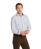 Schoffel Burgundy Blue Check Shirt 20-4073 2987