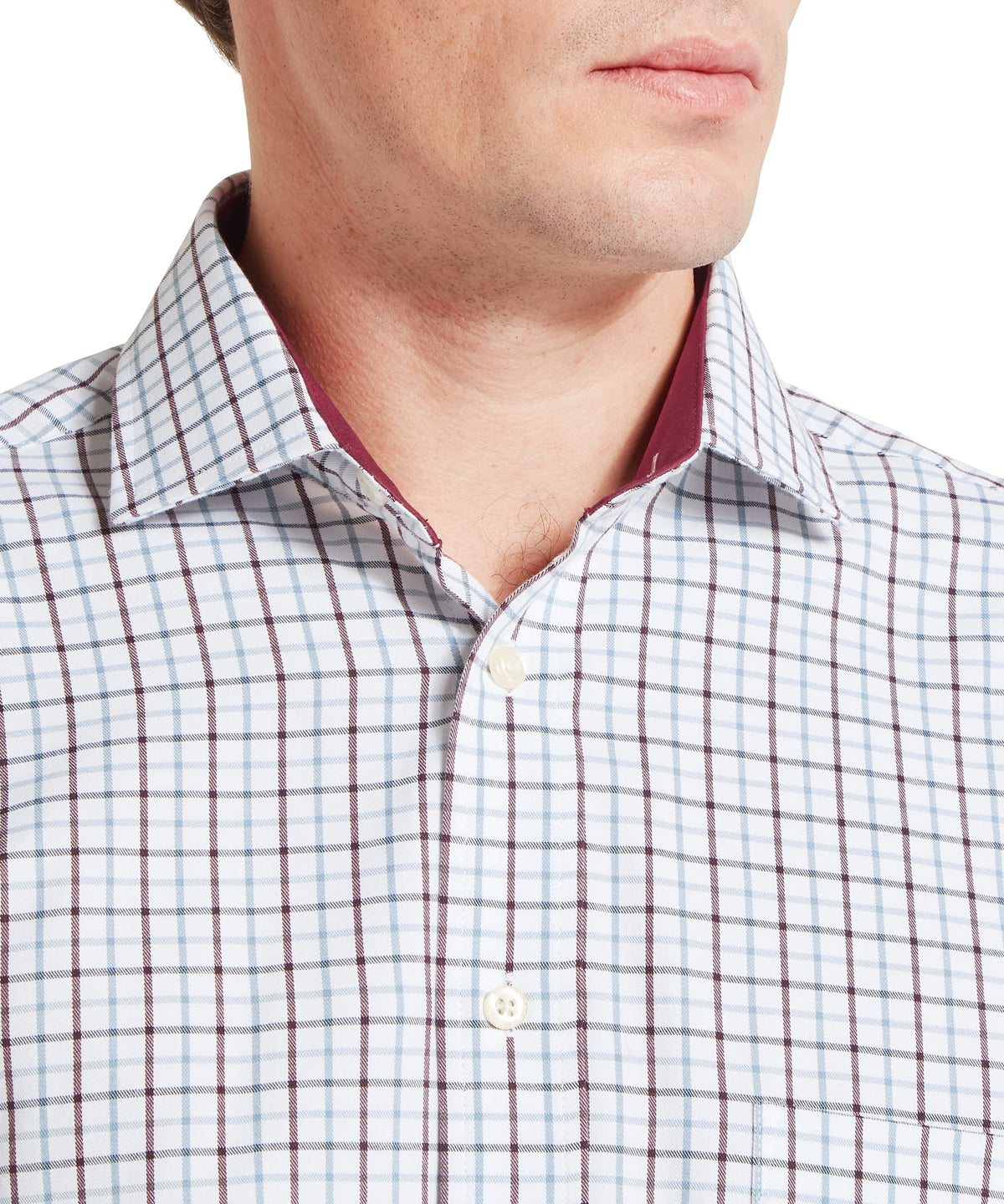 Schoffel Burgundy Blue Check Shirt 20-4073 2987