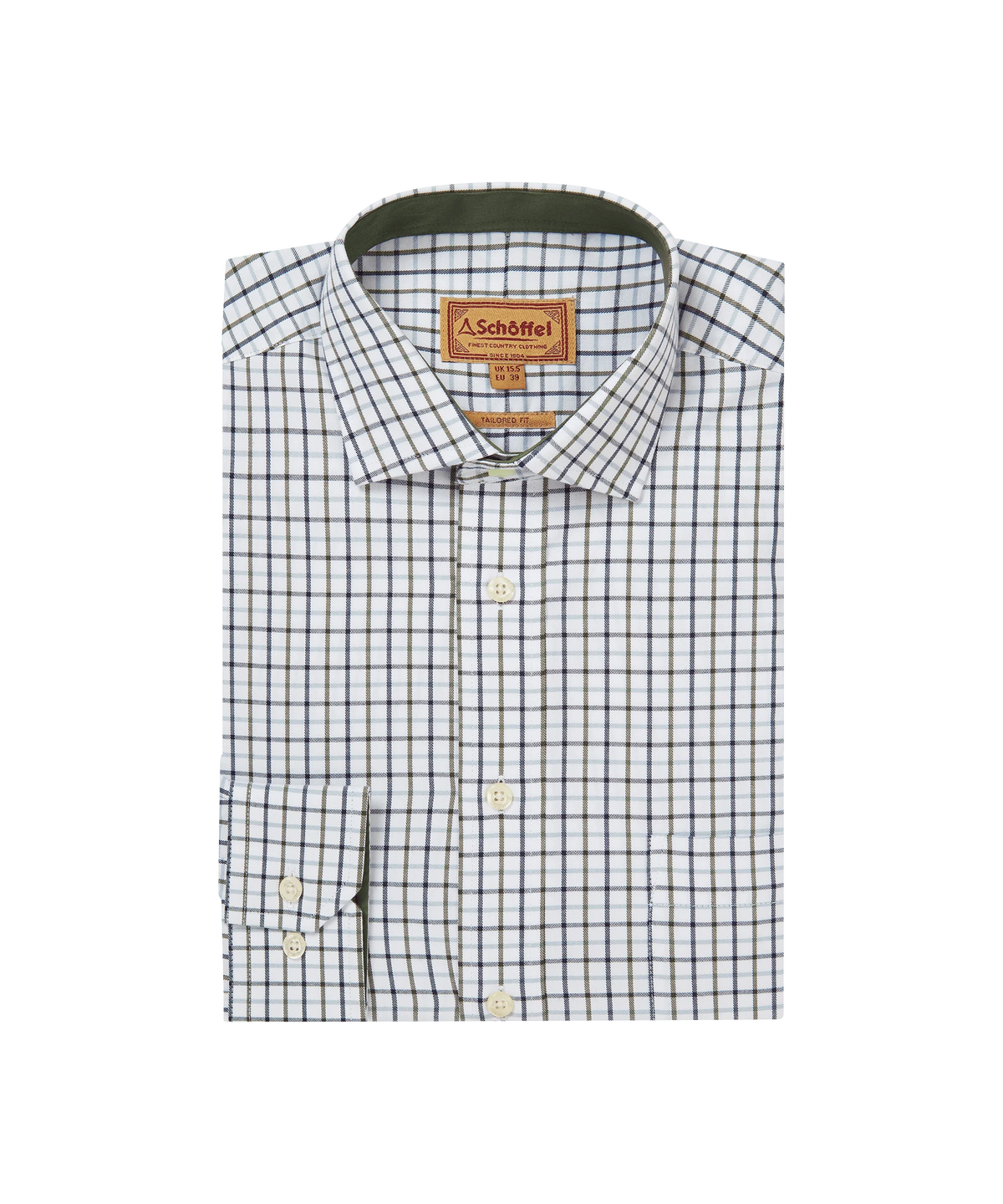 Schoffel Khaki Green Navy Check Shirt 20-4073 8376