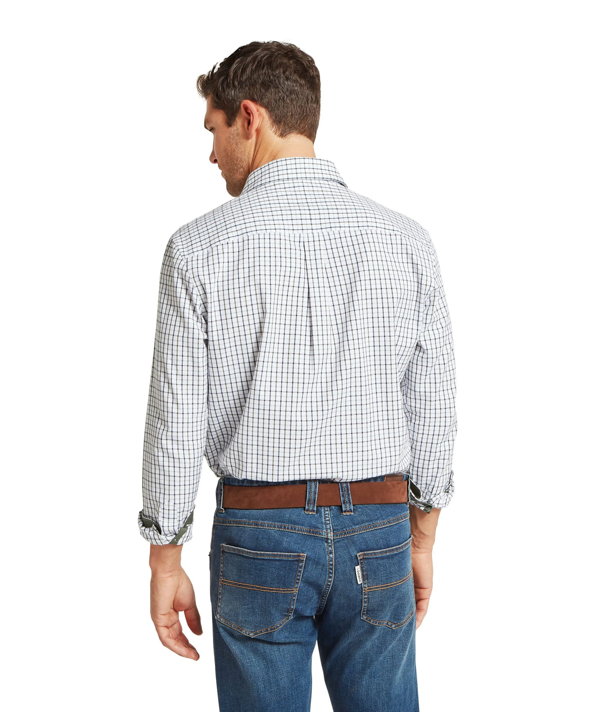 Schoffel Khaki Green Navy Check Shirt 20-4073 8376