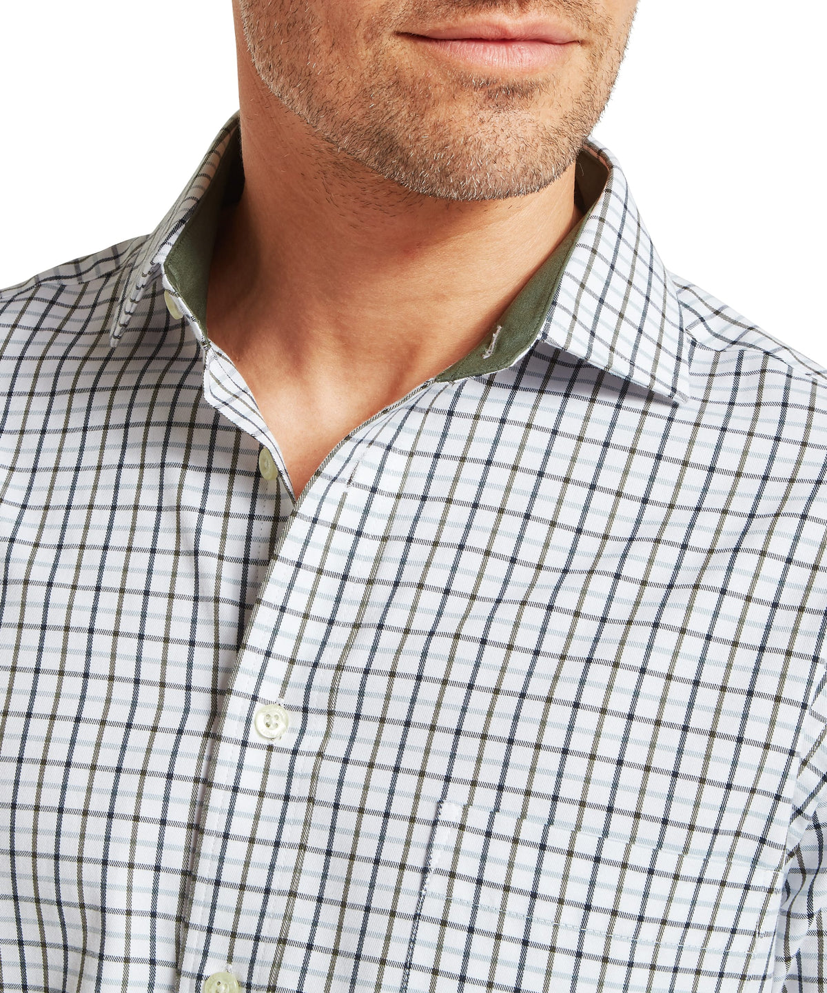 Schoffel Khaki Green Navy Check Shirt 20-4073 8376