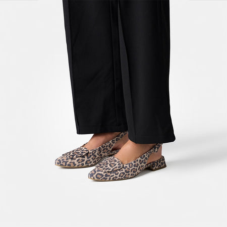 Paul Green Leopard Print Suede Slingback Shoe 6090 070