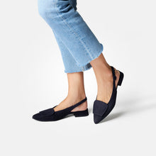 Load image into Gallery viewer, Paul Green | Super Soft Suede Small Heel Slingback Shoe in Navy | 6090 030