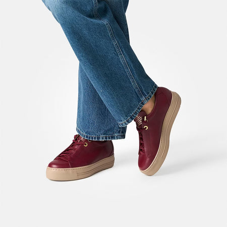 Paul Green | Super Soft Nubuck Platform Trainers in Wine | 5017
