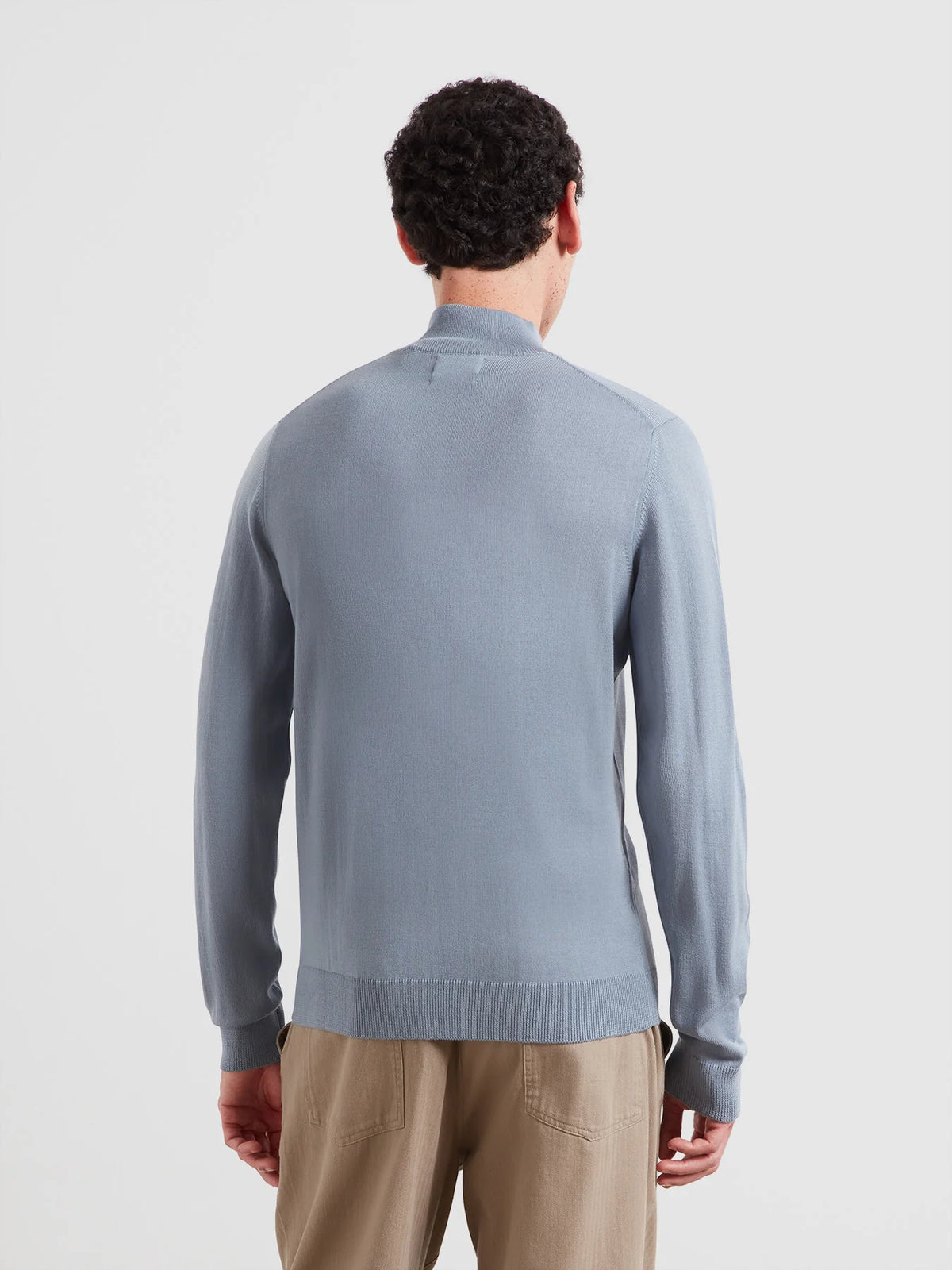 Farah Icelandic Blue Merino Zip Knit F4GF9082 926