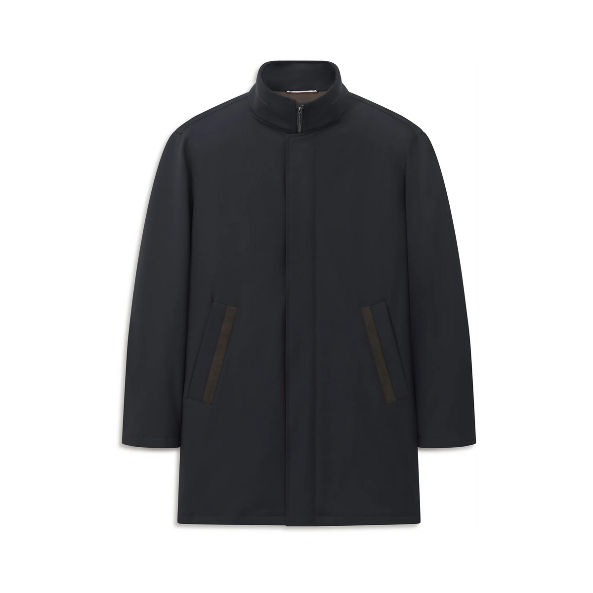 Bugatti Navy Coat with Brown Trim 238200 21063 390