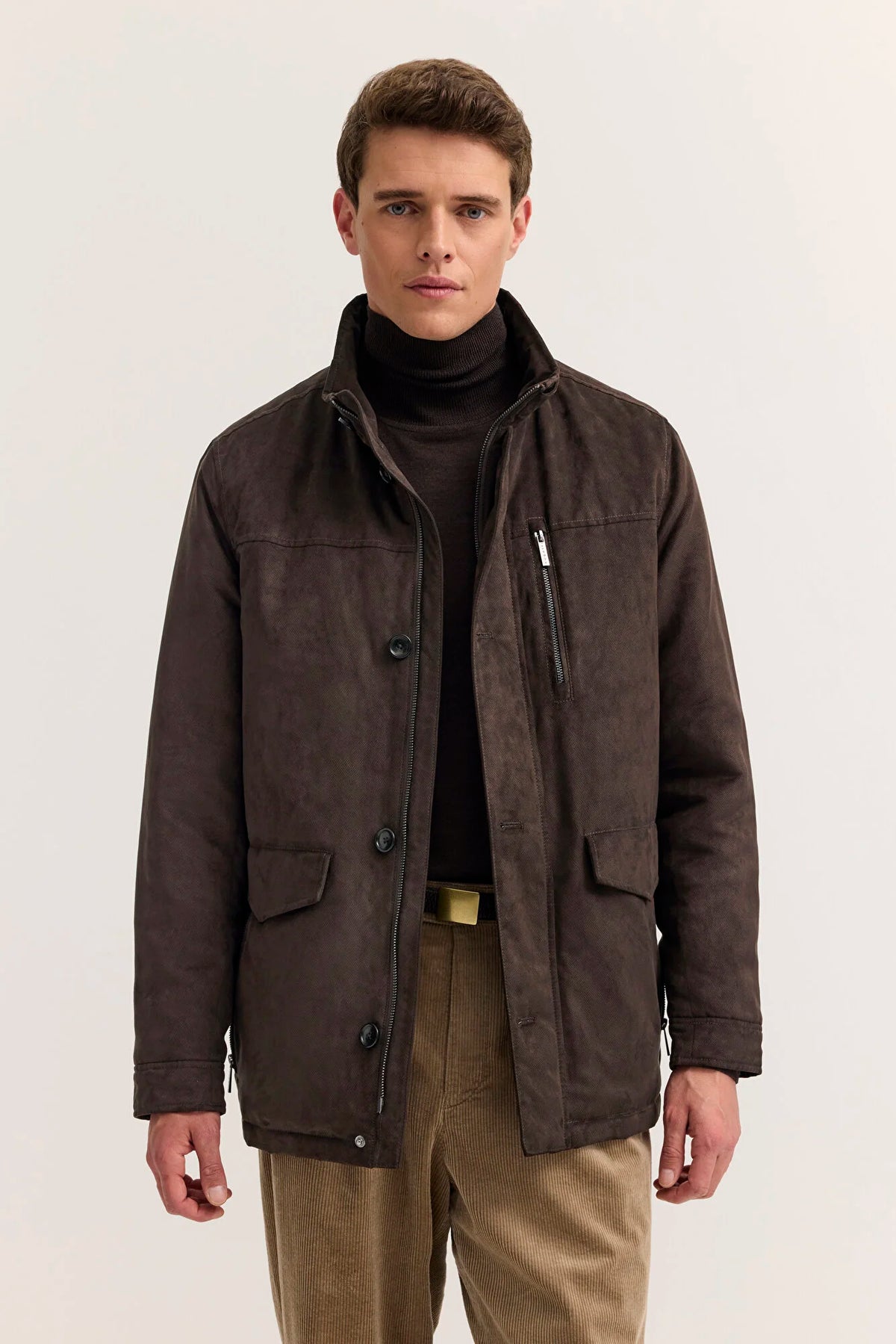 Bugatti Micro-Velour Suede Coat Brown 277200 21019 90