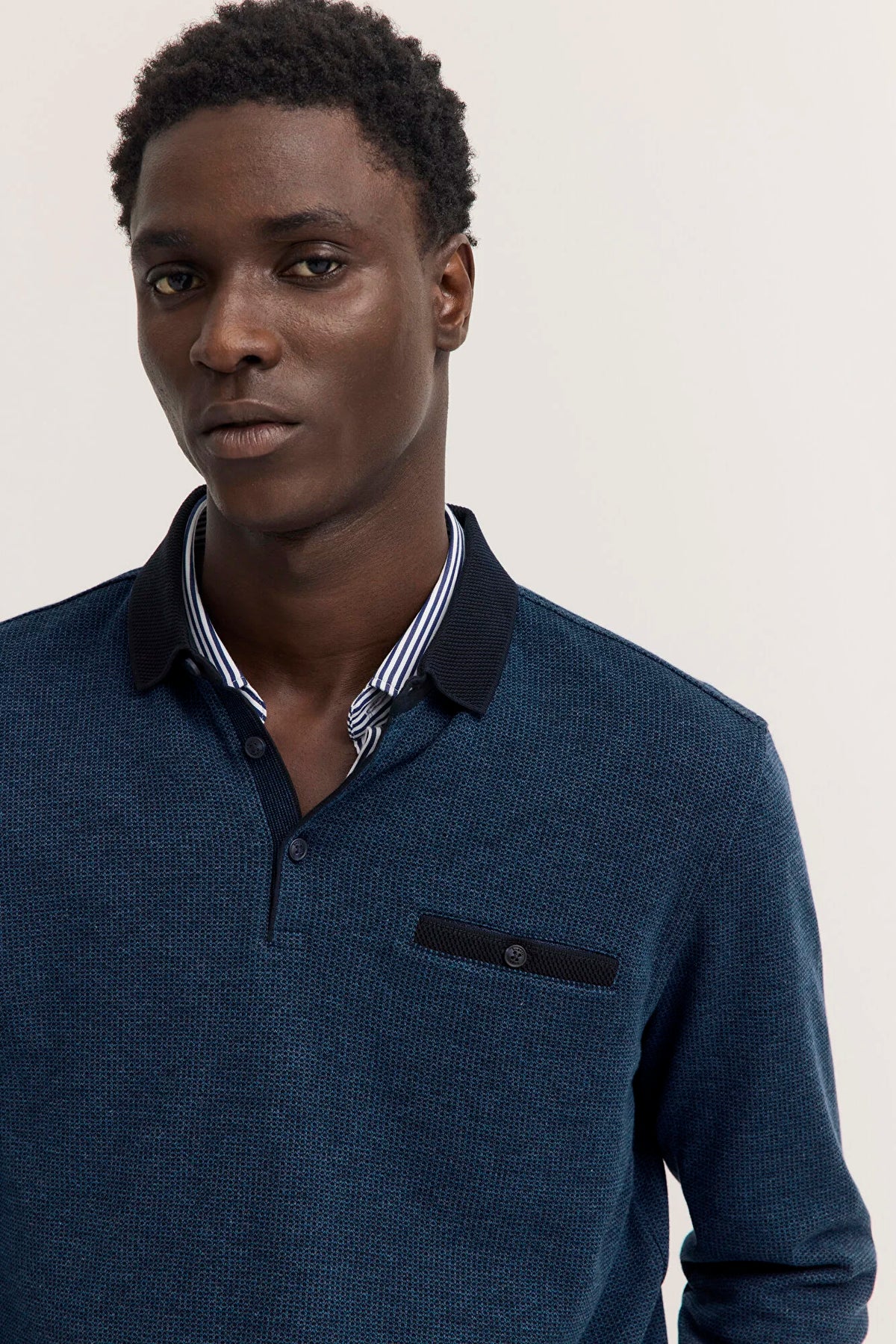 Bugatti Blue Navy Long Sleeve Polo Shirt 8131 25081f 380