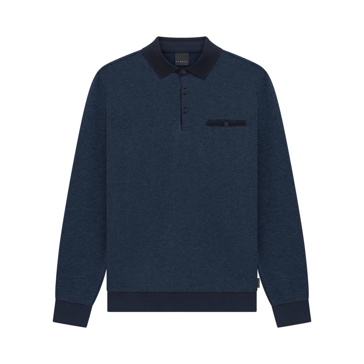 Bugatti Blue Navy Long Sleeve Polo Shirt 8131 25081f 380