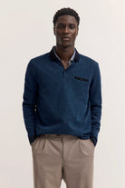 Bugatti Blue Navy Long Sleeve Polo Shirt 8131 25081f 380