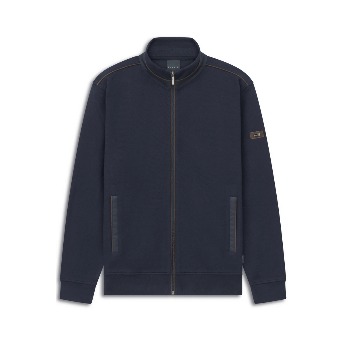 Bugatti Navy Cardigan with Brown Trim 8700 25050f 390