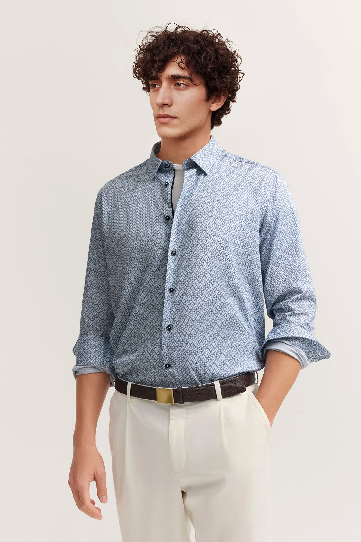 Bugatti Blue Printed Shirt 9750 18504e 370