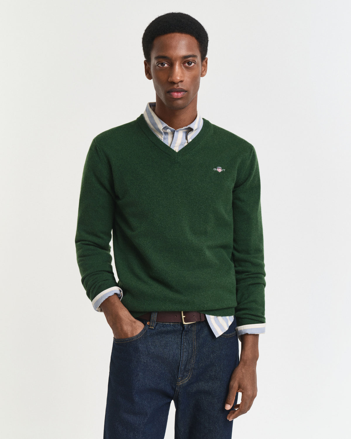 Gant Green Wool V- Neck 87212 303