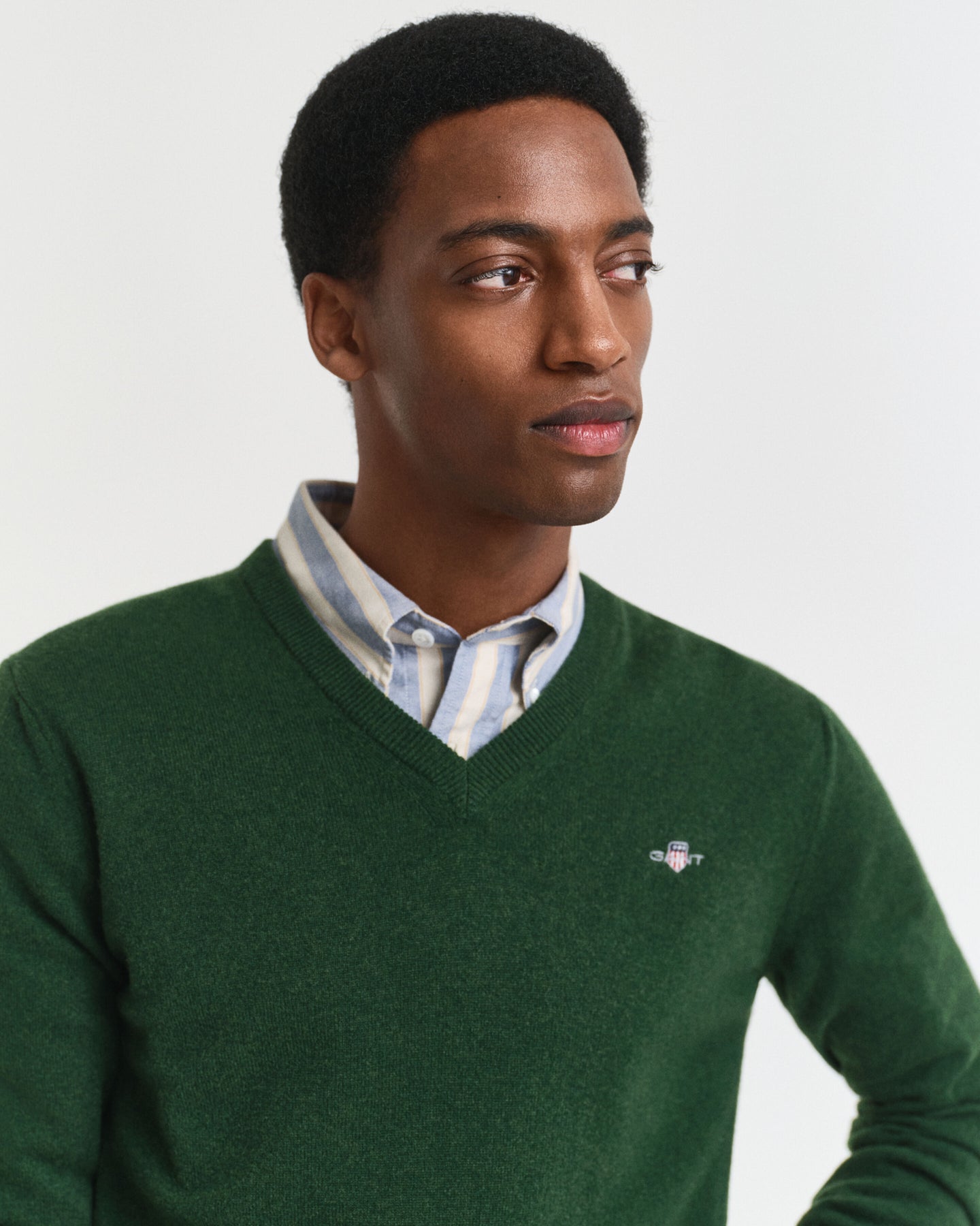 Gant Green Wool V- Neck 87212 303