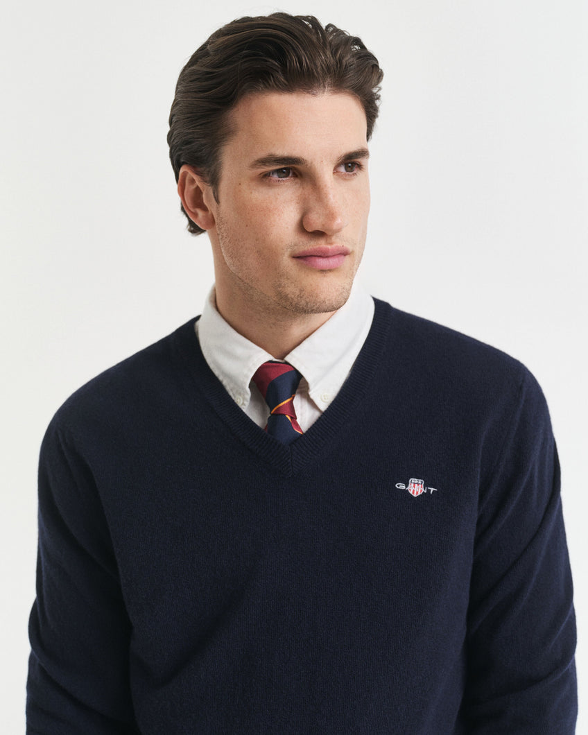 Gant Navy Wool V- Neck 87212 410