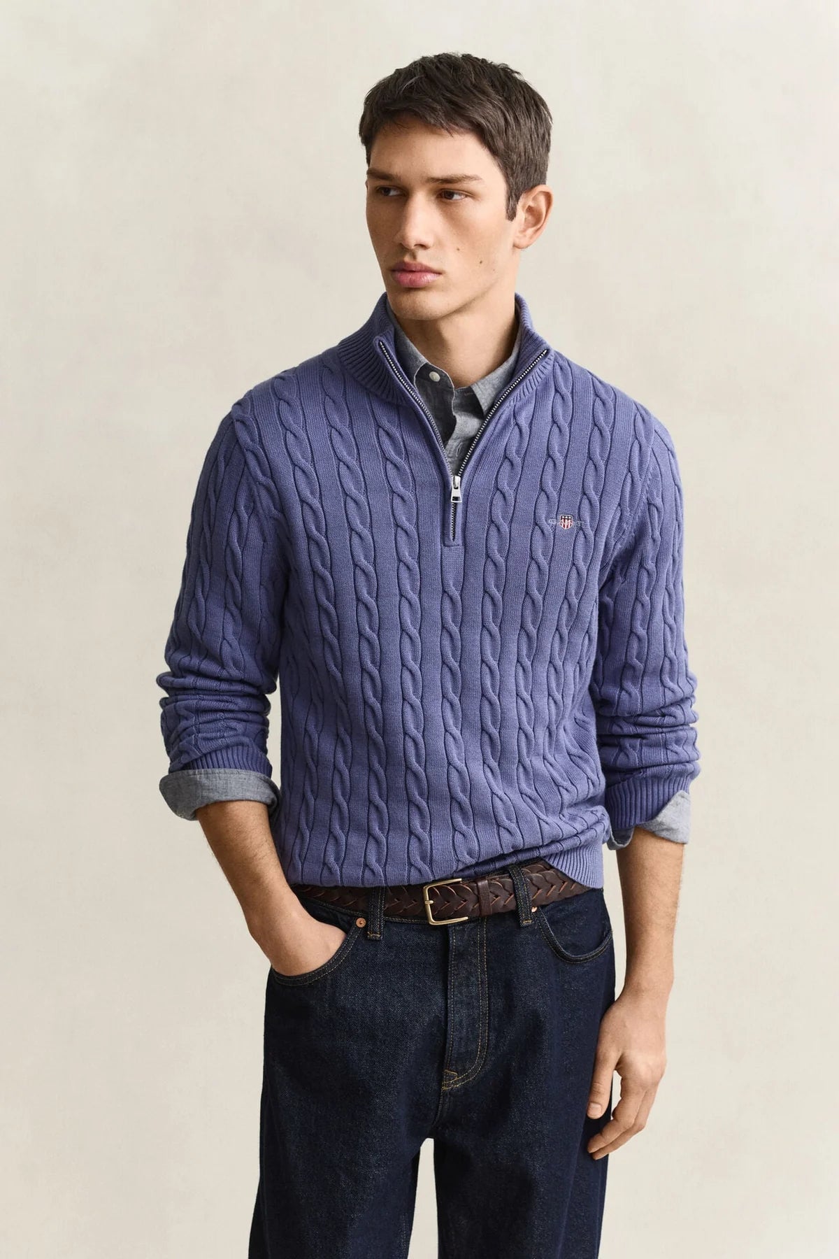 Gant Blue Horizon Cotton Cable Zip Knit 8050603 476