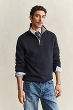 Load image into Gallery viewer, Gant | Sacker Rib 1/2 Zip Sweat in Navy with Contrast Beige Trim | 2067160 433