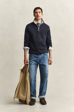 Load image into Gallery viewer, Gant | Sacker Rib 1/2 Zip Sweat in Navy with Contrast Beige Trim | 2067160 433