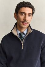 Load image into Gallery viewer, Gant | Sacker Rib 1/2 Zip Sweat in Navy with Contrast Beige Trim | 2067160 433