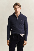 Load image into Gallery viewer, Gant | Lambswool 1/2 Zip Knit in Navy Blue Melange | 87313 480