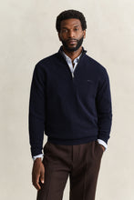 Load image into Gallery viewer, Gant Navy Herringbone Zip Jumper 8050333 433