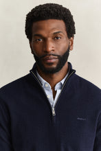 Load image into Gallery viewer, Gant Navy Herringbone Zip Jumper 8050333 433