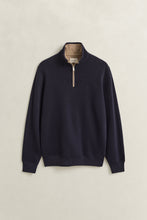 Load image into Gallery viewer, Gant | Sacker Rib 1/2 Zip Sweat in Navy with Contrast Beige Trim | 2067160 433