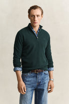 Gant Tartan Green Herringbone Zip Jumper 8050333 374