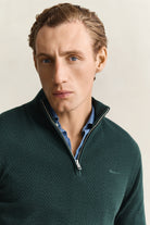 Gant Tartan Green Herringbone Zip Jumper 8050333 374