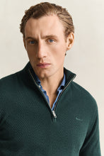 Load image into Gallery viewer, Gant Tartan Green Herringbone Zip Jumper 8050333 374