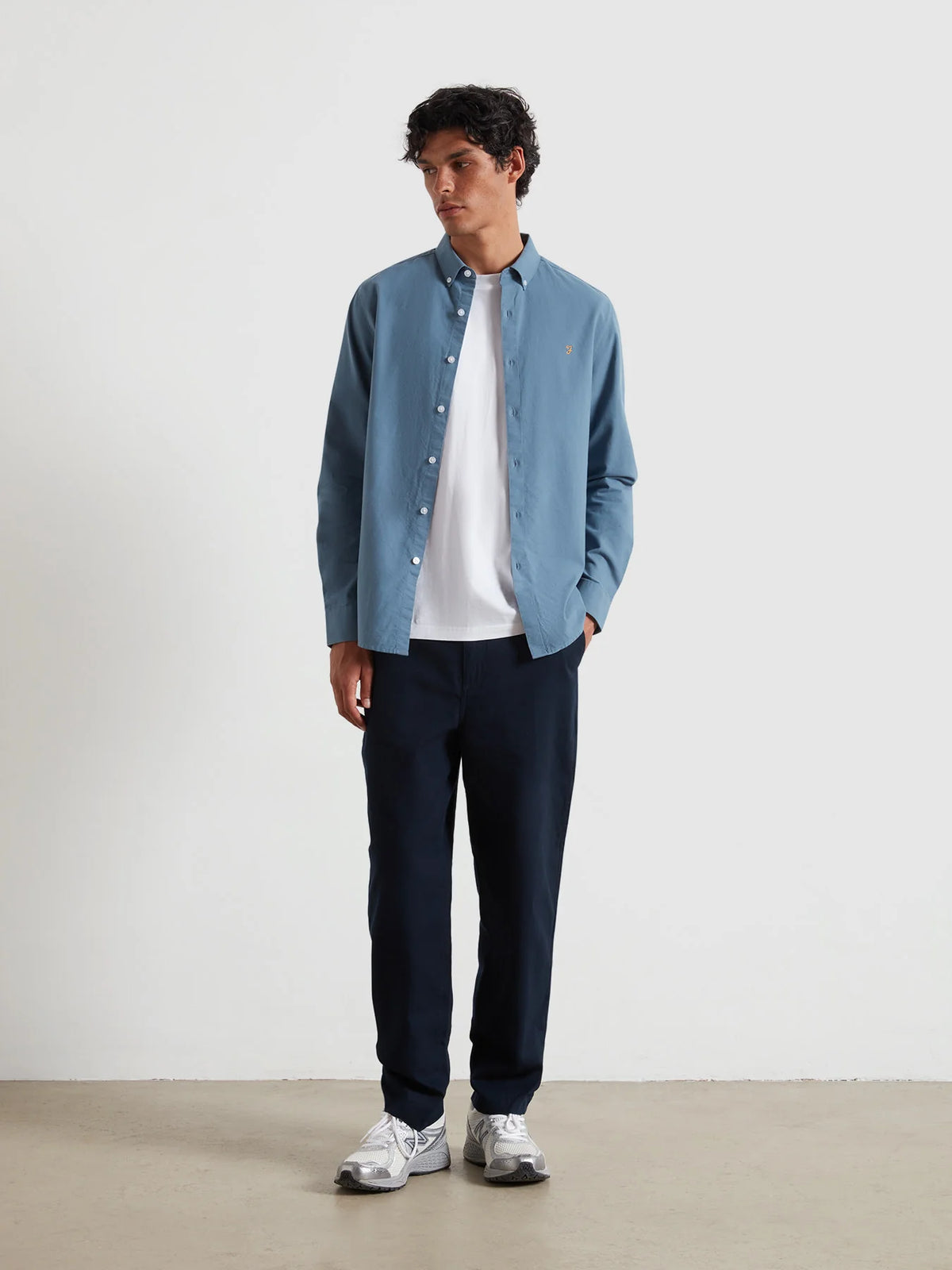 Farah Chalk Blue Slim Fit Shirt f4wsb060 413