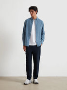 Farah Chalk Blue Slim Fit Shirt f4wsb060 413