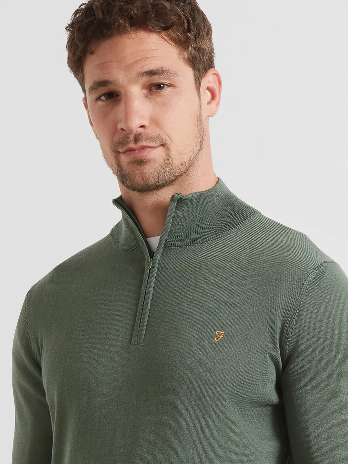 Farah Rosemary Green Merino Zip Knit F4GF9082 300