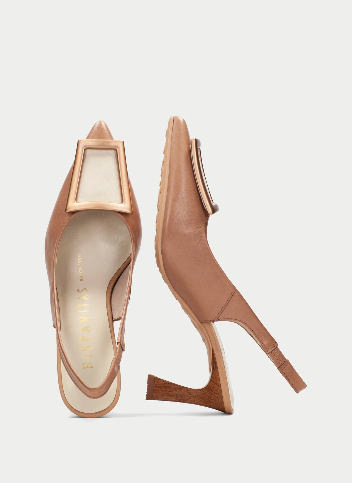 Hispanitas Leather Slingback in Almond Brown BHV264850